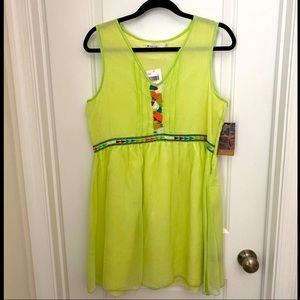 Like Green Mini Dress with Beaded Detail